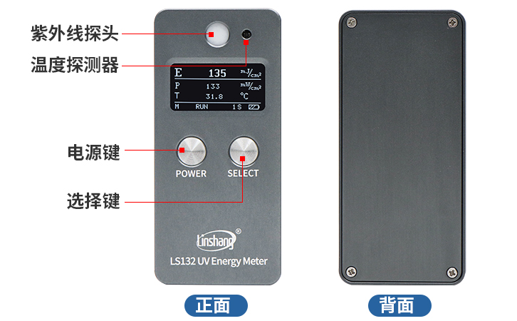 LS132UV能量計正反面 LS132UV能量計正反面